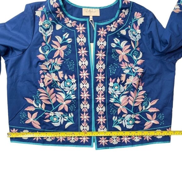 LA BELLUM HILLARY SCOTT Embroidered Short‎ Jacket Women's 1X Cobalt Multi NWT - Picture 15 of 15